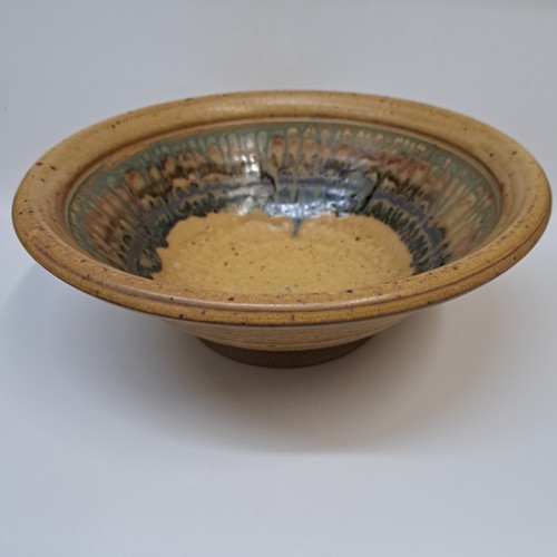 #250516 Bowl, Mixed Colors, Wheat, Green/Blue/Purple $28 at Hunter Wolff Gallery